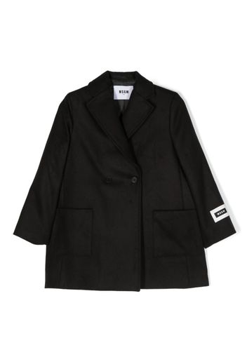 MSGM Kids logo-patch double-breasted coat - Nero