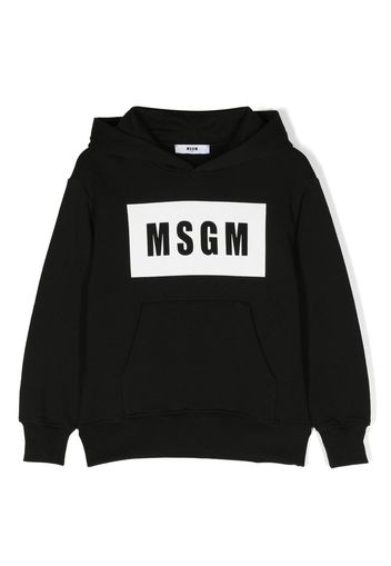 MSGM Kids logo-print cotton hoodie - Nero