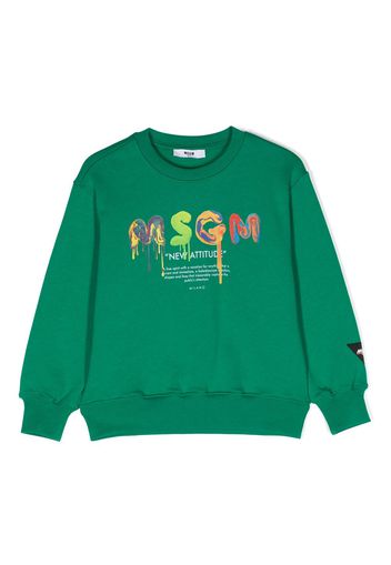 MSGM Kids Felpa con stampa - Verde