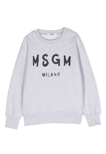 MSGM Kids logo-print cotton sweatshirt - Grigio