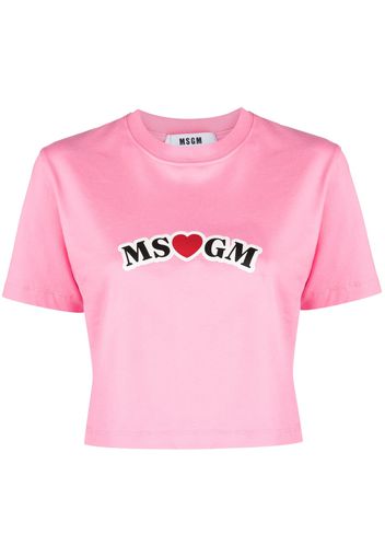MSGM logo-stamp short-sleeve T-shirt - Rosa