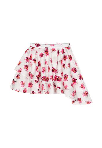 MSGM Kids floral-print draped skirt - Bianco