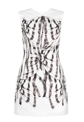 MSGM abstract-print fitted dress - Bianco
