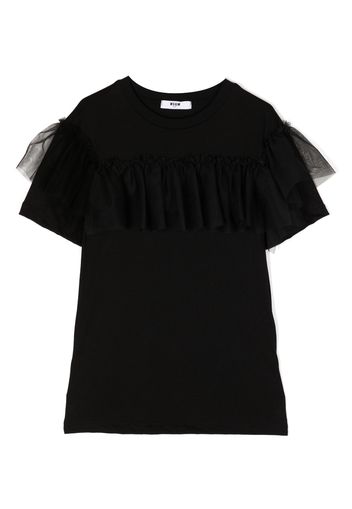 MSGM Kids tulle-detail cotton dress - Nero