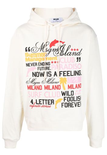 MSGM text-print cotton hoodie - Toni neutri