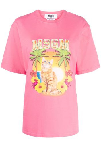 MSGM graphic-print cotton T-shirt - Rosa