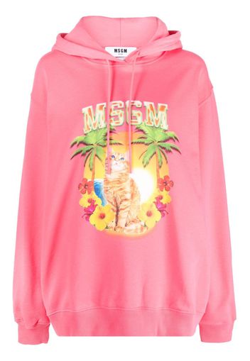 MSGM graphic-print cotton hoodie - Rosa