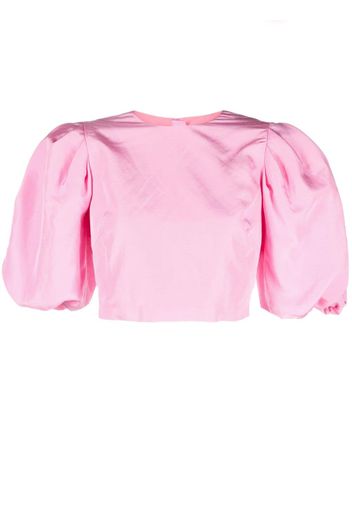 MSGM Top crop con maniche a palloncino - Rosa