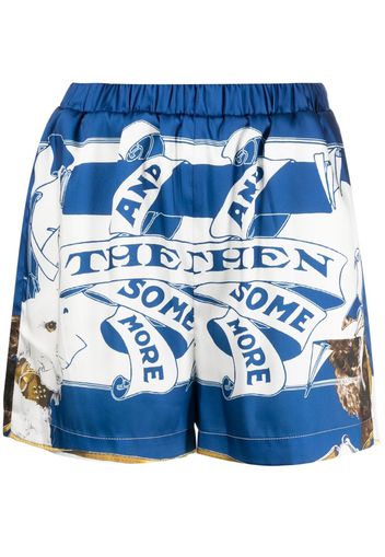 MSGM graphic-print satin mini shorts - Blu