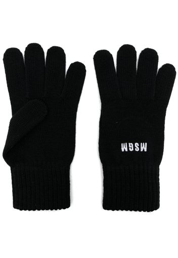MSGM logo-embroidered knitted gloves - Nero