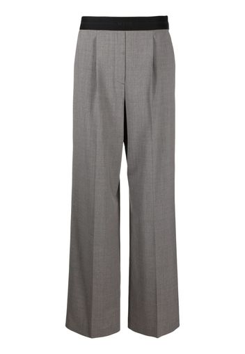 MSGM logo-waistband straight-leg trousers - Grigio