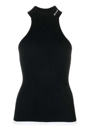 MSGM intarsia-knit logo halterneck top - Nero