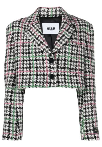 MSGM cropped houndstooth single-breasted blazer - Bianco