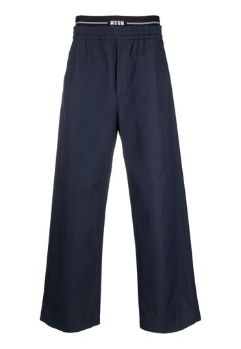 MSGM logo-waistband straight-leg trousers - Blu
