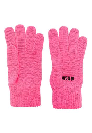 MSGM logo-embroidered knitted gloves - Rosa