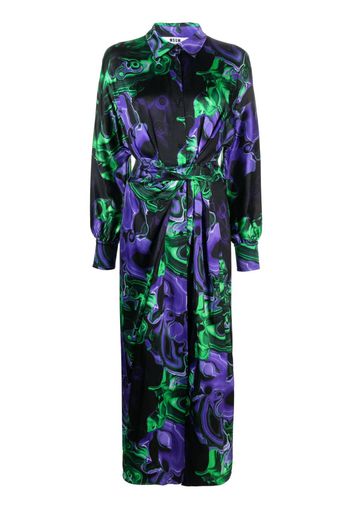 MSGM abstract-print tied-waist shirt dress - Viola