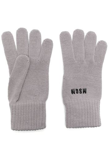 MSGM logo-embroidered knitted gloves - Grigio