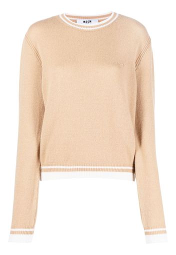 MSGM emrboidered-logo wool-cashmere blend jumper - Marrone