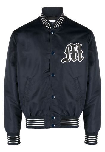 MSGM logo-patch bomber jacket - Blu