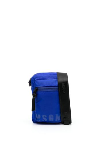 MSGM logo-print messenger bag - Blu