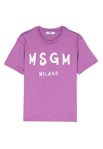 MSGM Kids logo-print cotton T-shirt - Viola