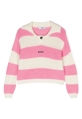 MSGM Kids spread-collar striped jumper - Toni neutri