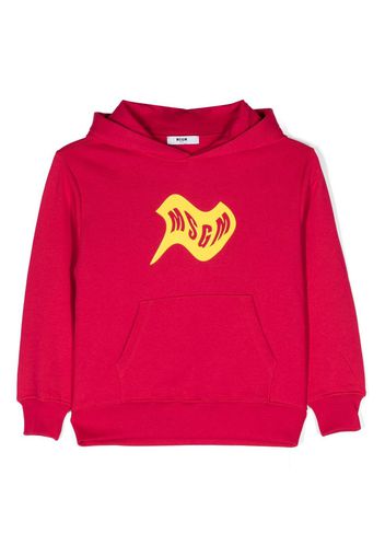 MSGM Kids logo-print cotton hoodie - Rosa