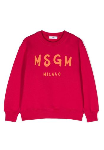 MSGM Kids logo-print cotton sweatshirt - Rosa