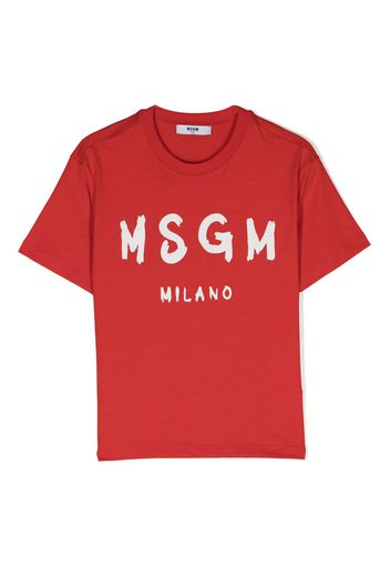 MSGM Kids logo-print cotton T-shirt - Rosso