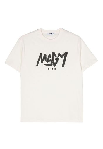 MSGM Kids logo-print cotton T-shirt - Toni neutri