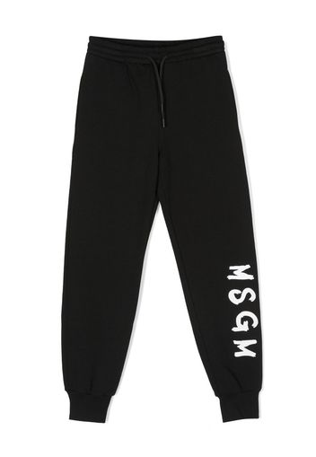 MSGM Kids brushstroke logo-print track pants - Nero