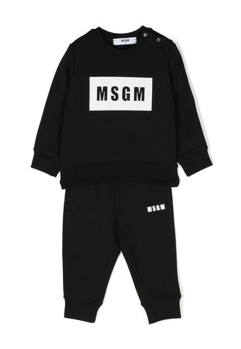 MSGM Kids Tuta sportiva con stampa - Nero