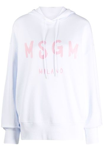 MSGM logo-print cotton jersey hoodie - Bianco