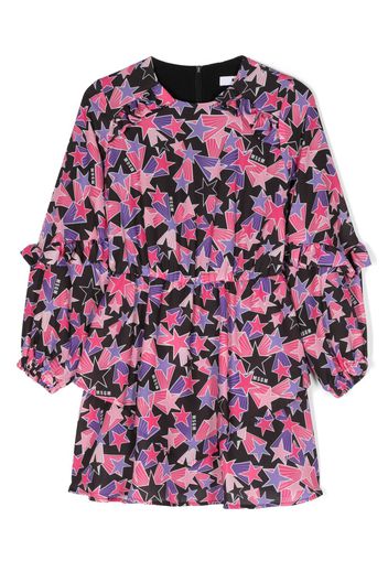 MSGM Kids star-print ruffled flared dress - Nero