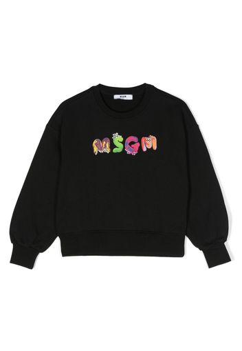 MSGM Kids logo-embellished cotton sweatshirt - Nero