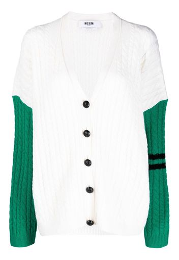 MSGM colour-block cable-knit cardigan - Bianco