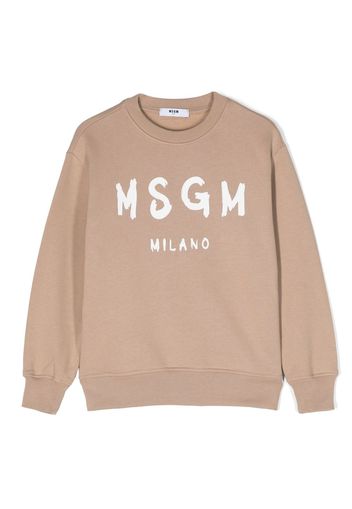 MSGM Kids logo-print cotton sweatshirt - Toni neutri