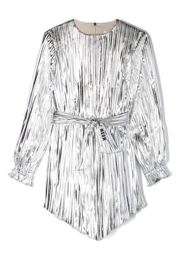 MSGM Kids asymmetric pleated metallic minidress - Effetto metallizzato