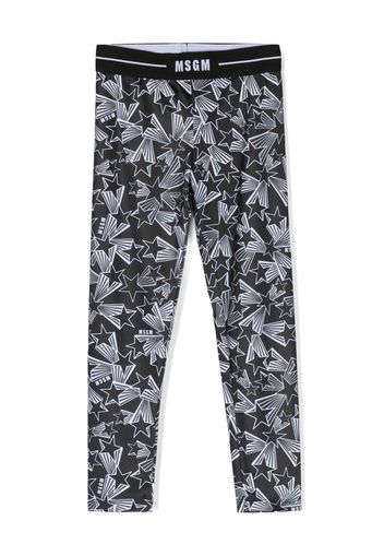 MSGM Kids star-print elasticated-waist leggings - Nero