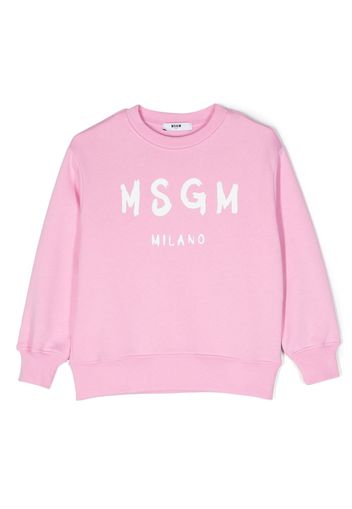 MSGM Kids logo-print cotton sweatshirt - Rosa