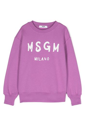 MSGM Kids logo-print cotton sweatshirt - Viola