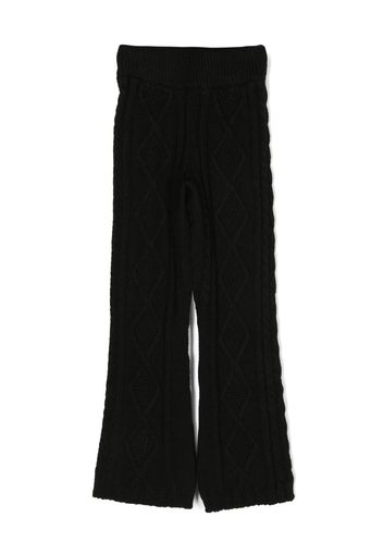 MSGM Kids logo-patch cable-knit trousers - Nero