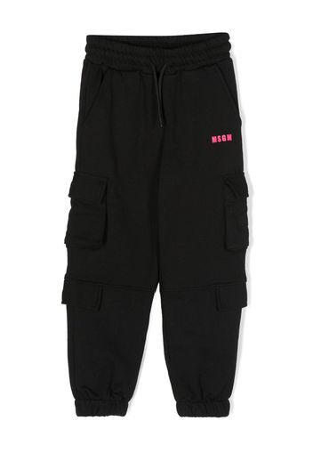 MSGM Kids multiple-pockets cotton track pants - Nero