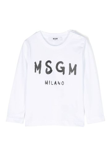 MSGM Kids logo-print long-sleeve T-shirt - Bianco