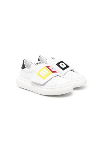 MSGM Kids touch-strap leather sneakers - Bianco