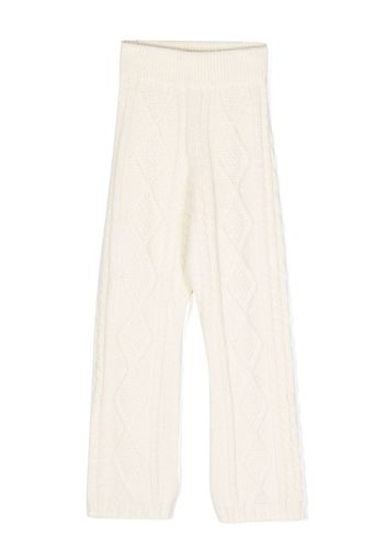 MSGM Kids logo-patch cable-knit trousers - Toni neutri