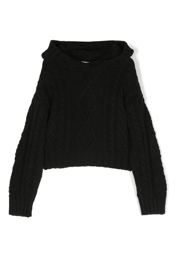 MSGM Kids logo-patch cable-knit jumper - Nero