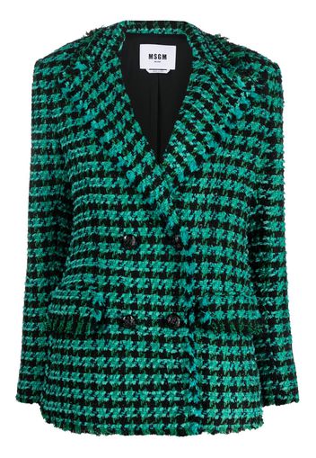 MSGM tweed houndstooth double-breasted jacket - Verde