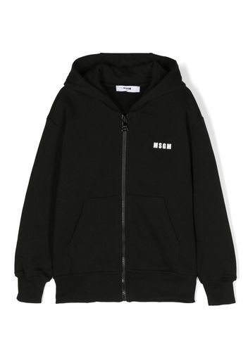 MSGM Kids logo-print zip-up hoodie - Nero