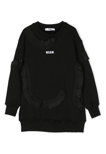 MSGM Kids logo-print pleat-detailing sweatshirt - Nero